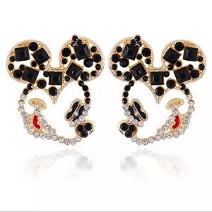 Mickey Mouse Jeweled Earrings - Black